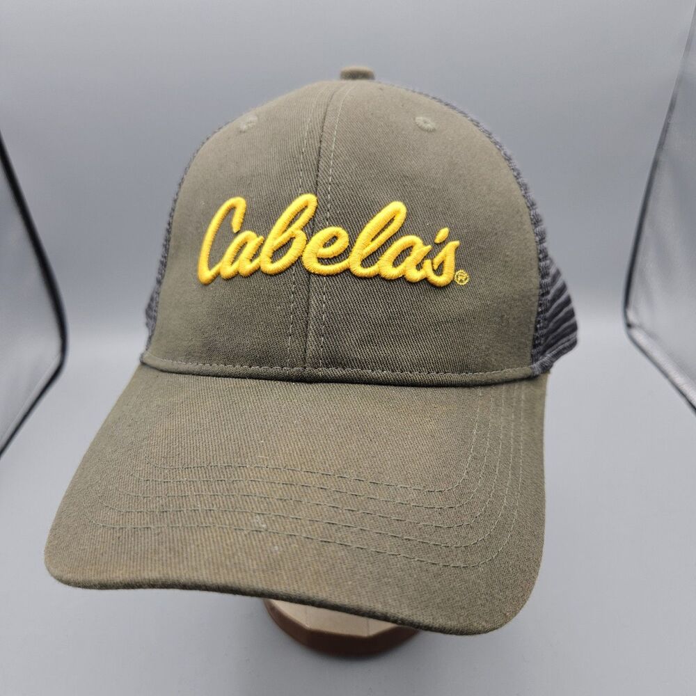CABELA'S ADJUSTABLE SNAPBACK MESH HAT CAP GREEN OUTDOOR CAMP FISH